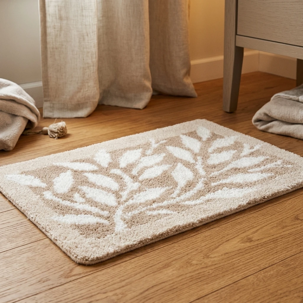 Alfombra de baño antideslizante absorbente con diseño floral - imagen 3