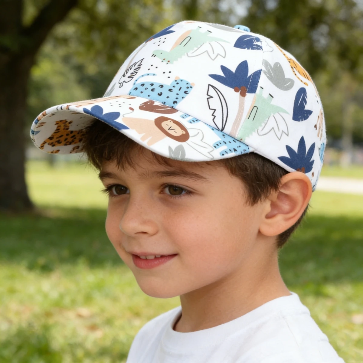 Gorra de béisbol transpirable infantil ajustable con visera de animales