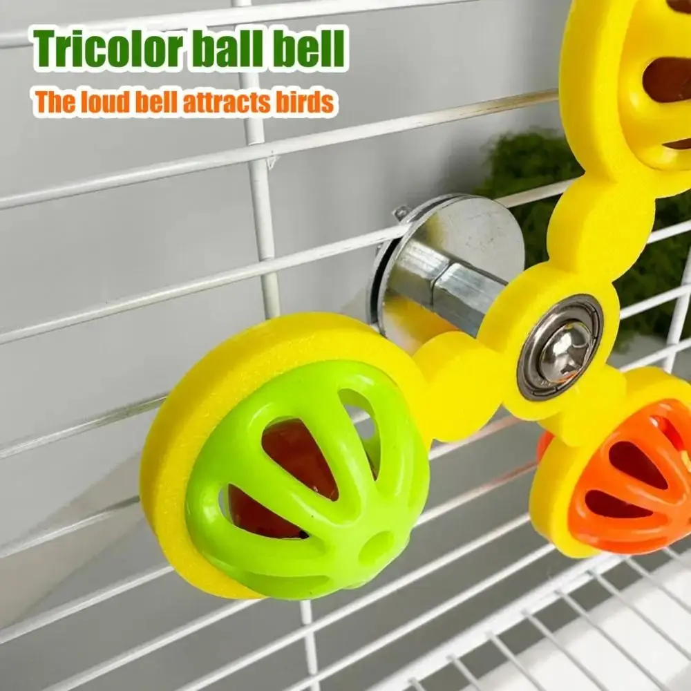 Rueda masticable para loros con campanas, giratoria e interactiva - imagen 3