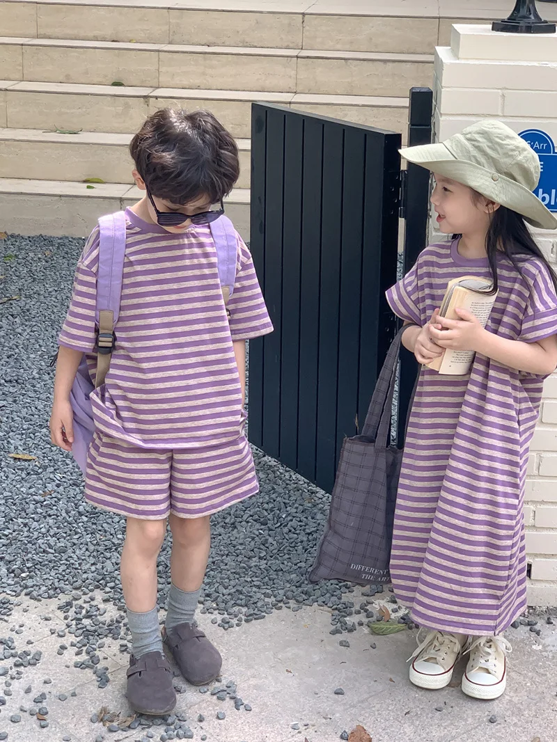 Milangel Conjunto Verano Rayas para Niños - Camiseta y Pantalón Corto - imagen 2