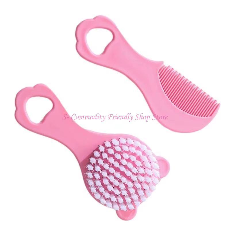 Set de cepillo y peine con diseño de oso en colores pastel