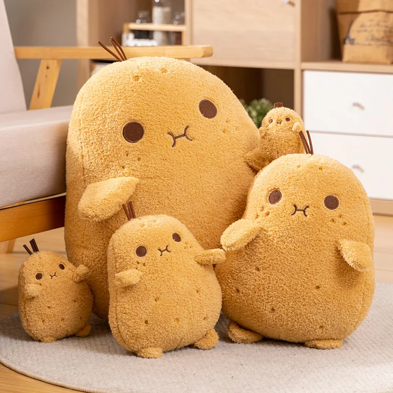 Almohada tipo peluche con forma de patata amarilla infantil suave