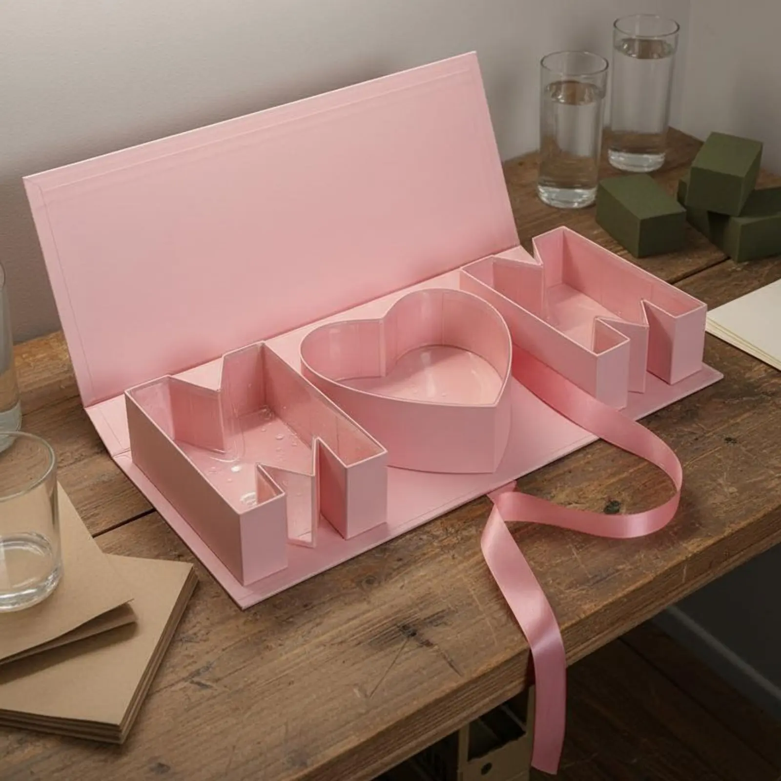 Caja de regalo para el Día de la Madre floral elegante con cinta - imagen 2