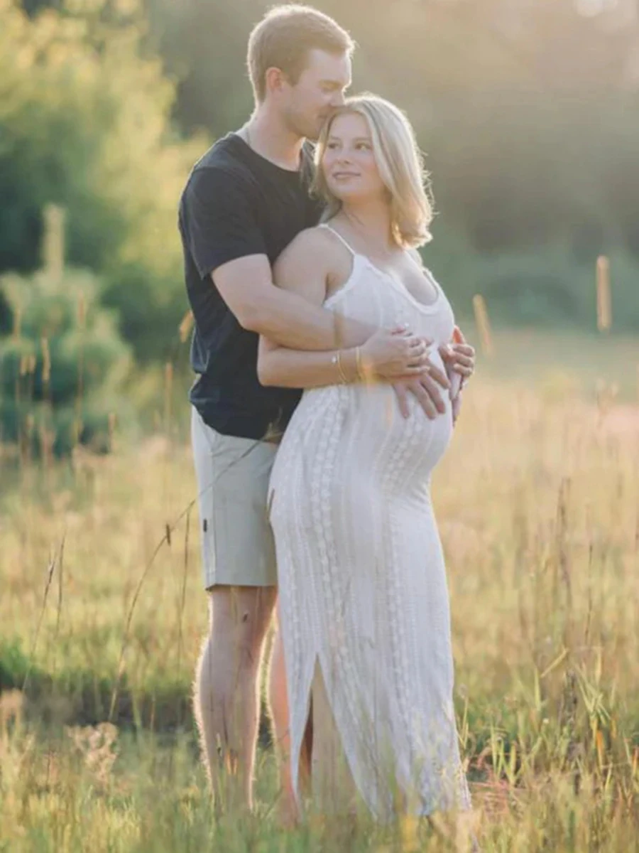 Vestido de maternidad de encaje elegante para sesión de fotos - imagen 3