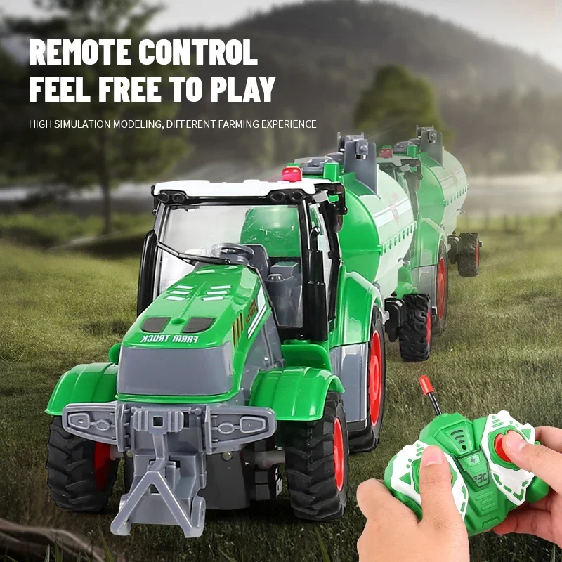 Tractor agrícola RC infantil con remolque y volquete