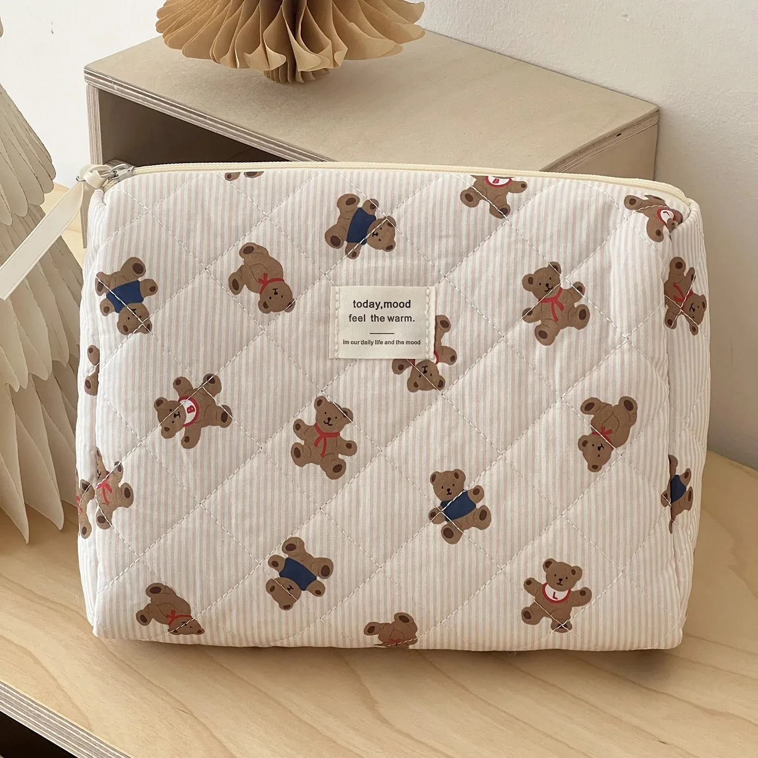 Bolsa de pañales con estampado osito, organizador gran capacidad - imagen 2