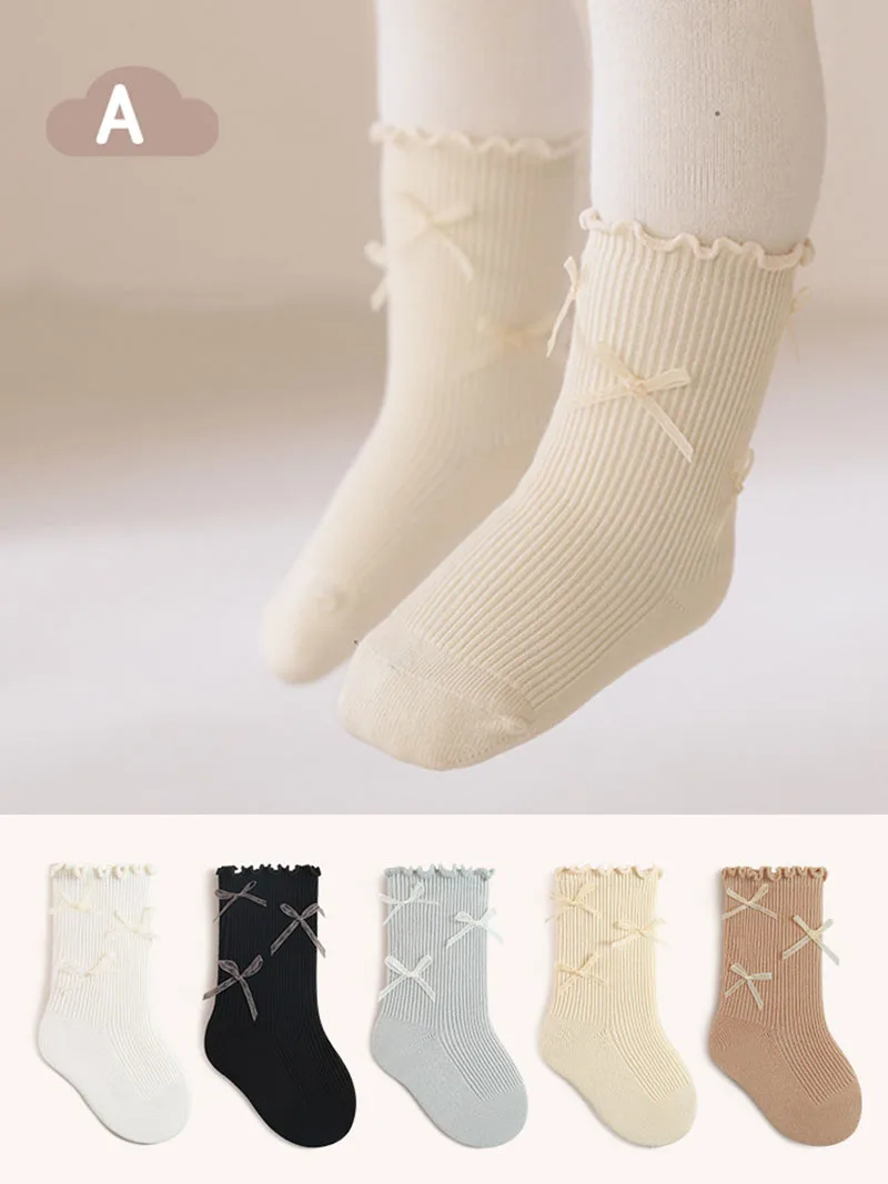 MILANCEL Calcetines con lazo para niñas – Estilo princesa primavera