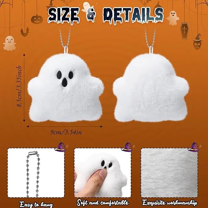Llavero de peluche mini fantasma Halloween, juguete blando - imagen 2