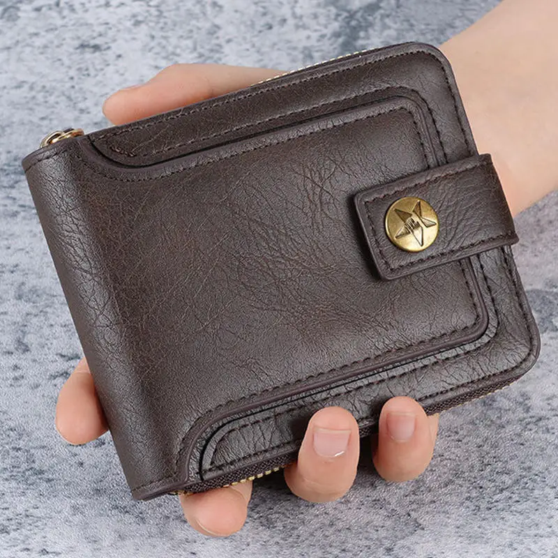 Monedero con cremallera de PU para hombre – cartera corta horizontal - imagen 3