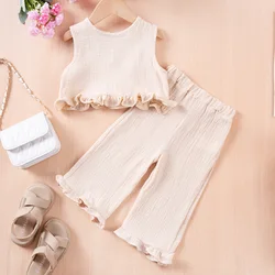 SomenieNew conjunto de verano para niña sin mangas y pantalón recto