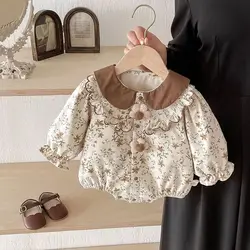 Body bebé de una pieza con estampado floral estilo retro primavera