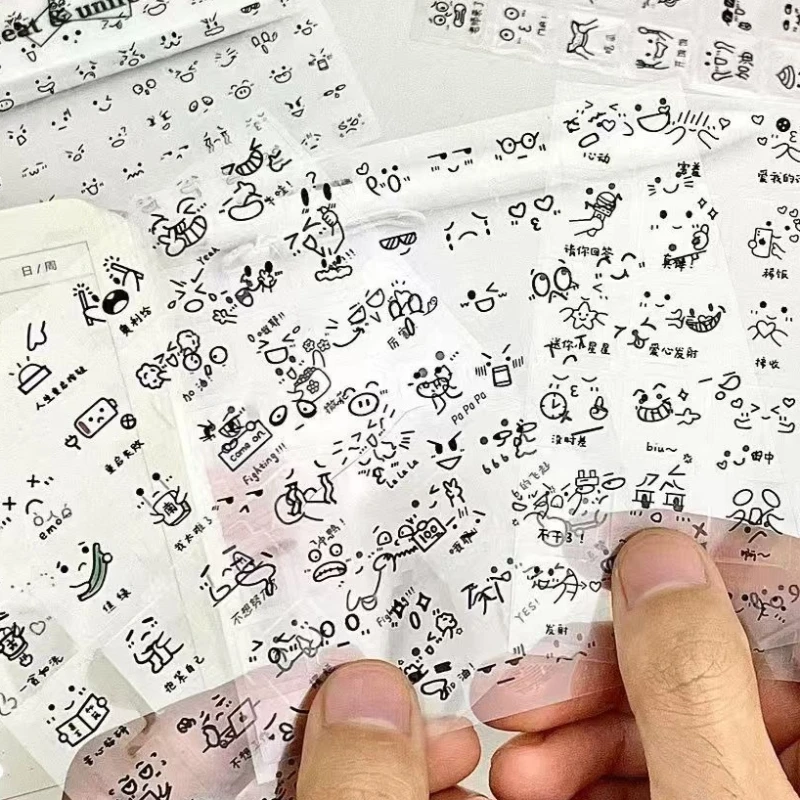 Pegatinas transparentes estilo INS para scrapbooking y diario escolar