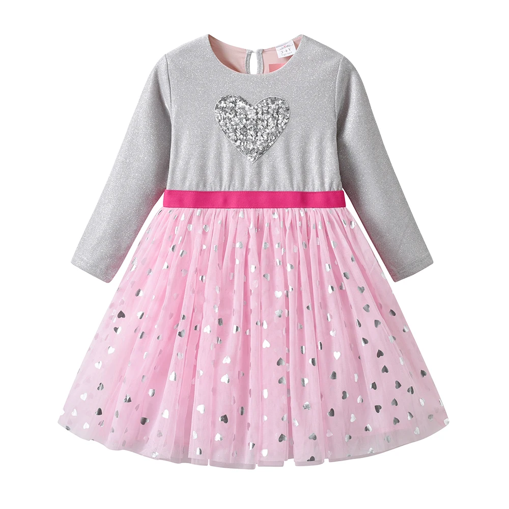 DXTON Vestido de princesa infantil con lentejuelas
