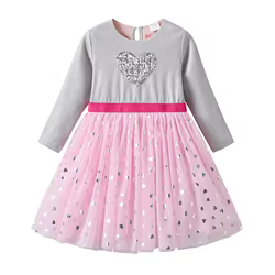 DXTON Vestido de princesa infantil con lentejuelas