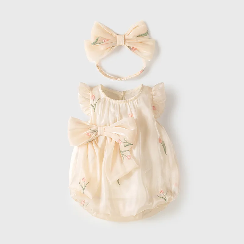 Mono de verano para bebé con lazo y flores - Estilo princesa - imagen 5