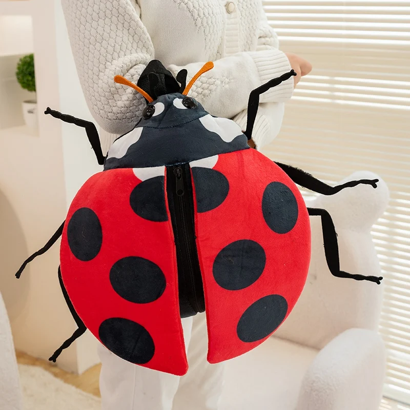Mochila infantil mariquita y abeja de peluche creativa para niños