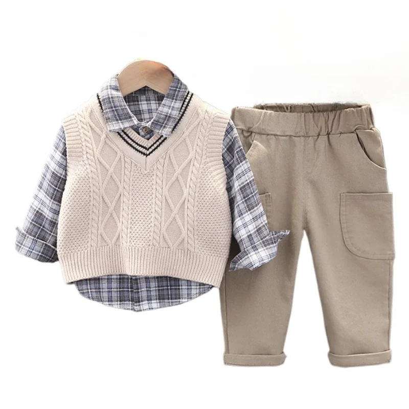 Conjunto bebé algodón primavera – Camisa a cuadros y chaleco - imagen 4