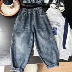 Pantalones vaqueros rectos informales sueltos para niños de otoño