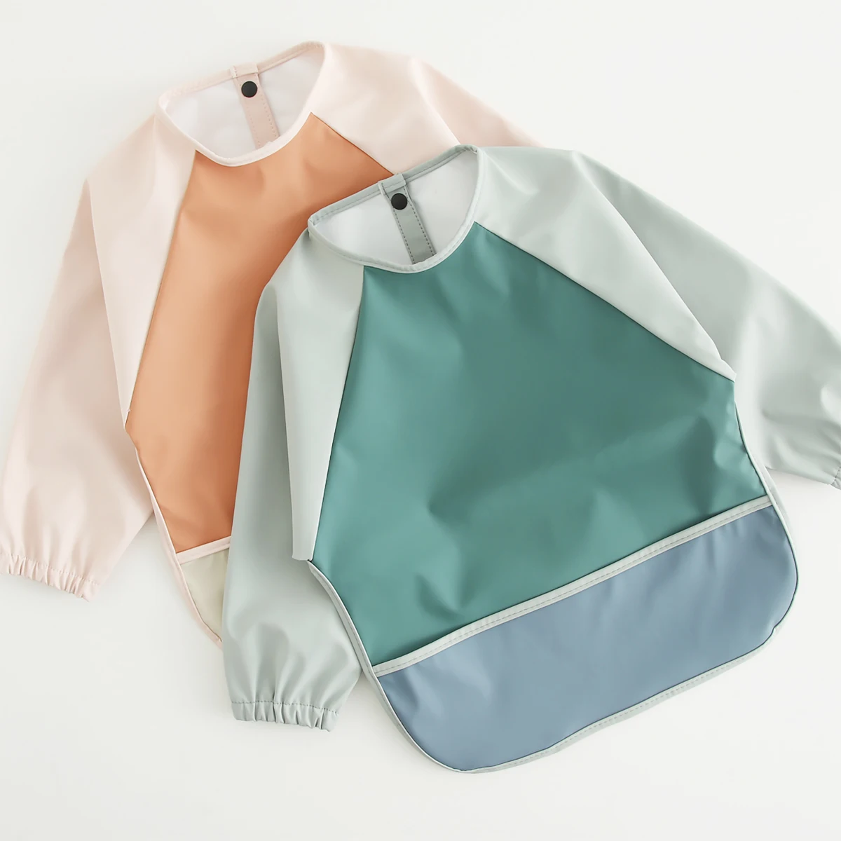 Babero manga larga impermeable de PU fácil limpieza para niños - imagen 2