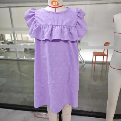 Vestido de verano sin mangas para niñas con volantes púrpura - imagen 4