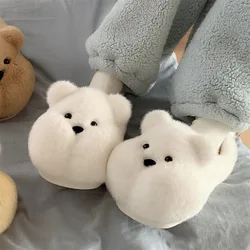 Pantuflas antideslizantes de algodón con suela para casa de oso