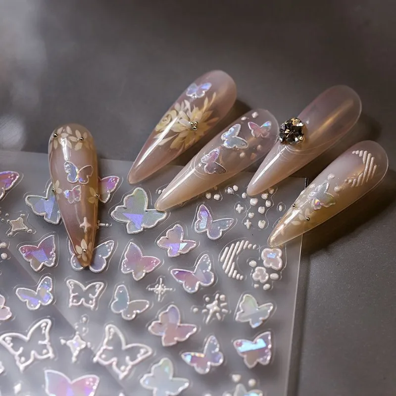 Pegatinas iridiscentes de mariposa 3D en relieve para manualidades - imagen 4