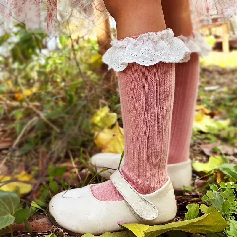 MILANCEL calcetines hasta la rodilla de primavera para niñas con encaje - imagen 2