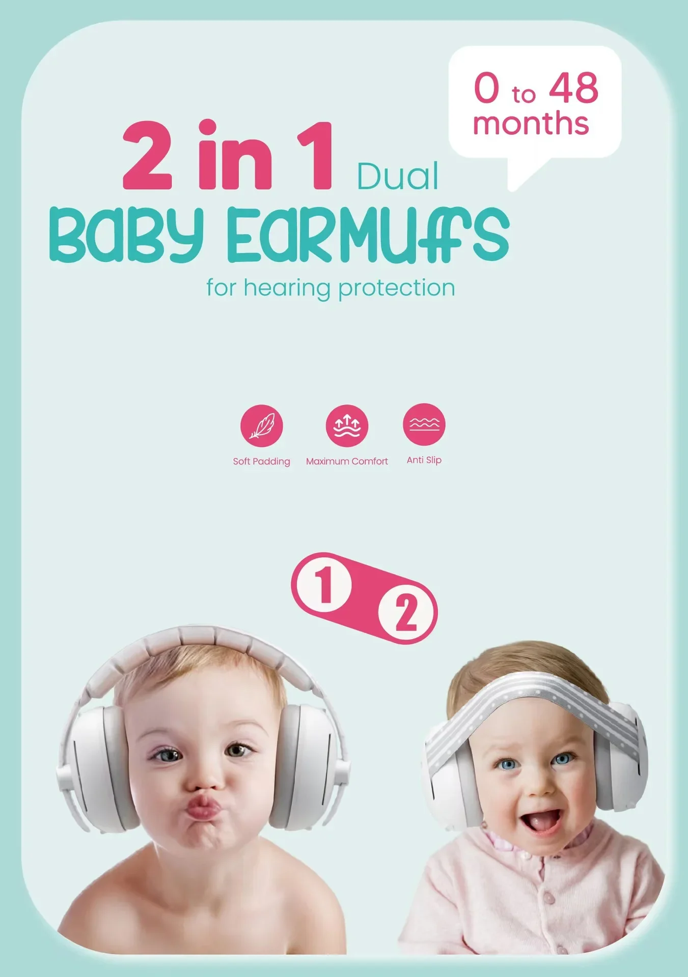 Protección auditiva convertible para bebés y niños