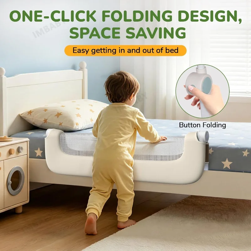 Barandilla de seguridad cama bebé IMBABY plegable anticaídas - imagen 3