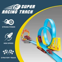 Pista de carreras acrobática montaje DIY con coches para niños