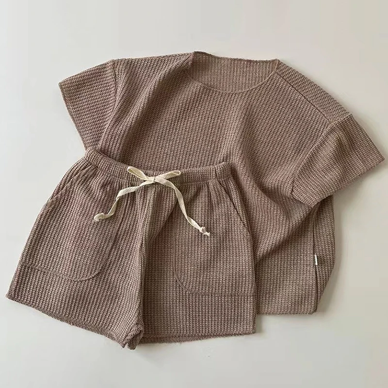 Conjunto de verano infantil - Pantalones cortos de punto con cordón - imagen 4