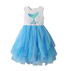 DXTON vestido de princesa veraniego con malla sirena para niña
