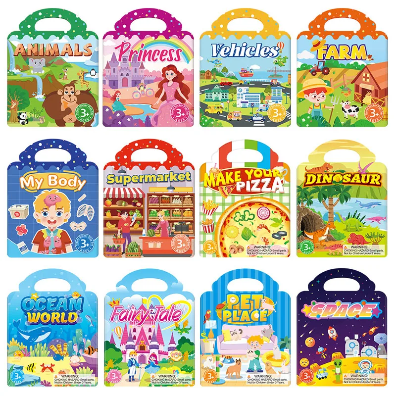 Pegatinas reutilizables multi-tema - Libro Montessori portátil