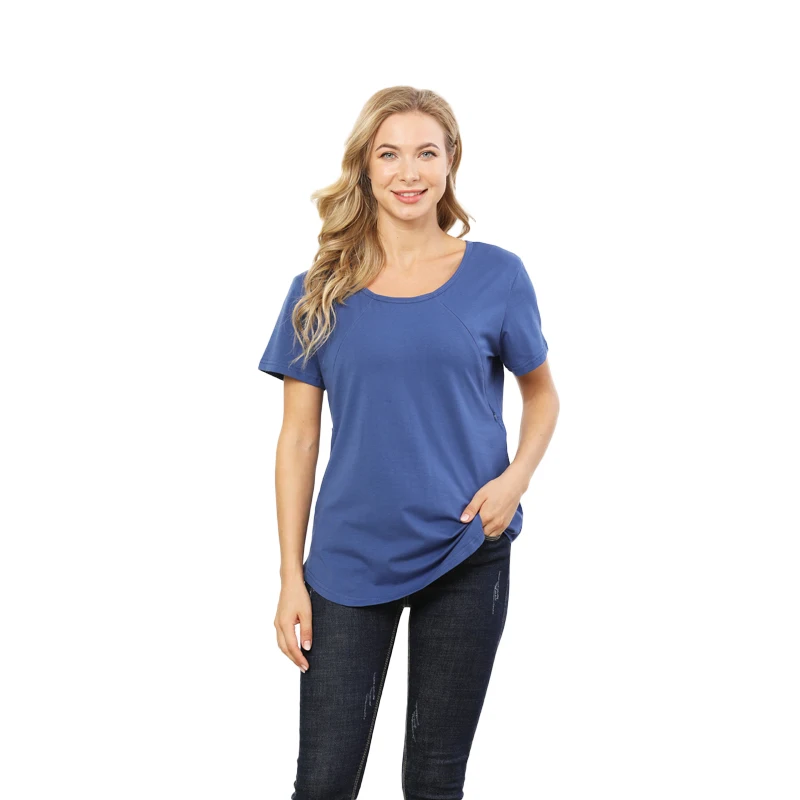 Camiseta de lactancia de algodón talla grande para embarazadas verano - imagen 4