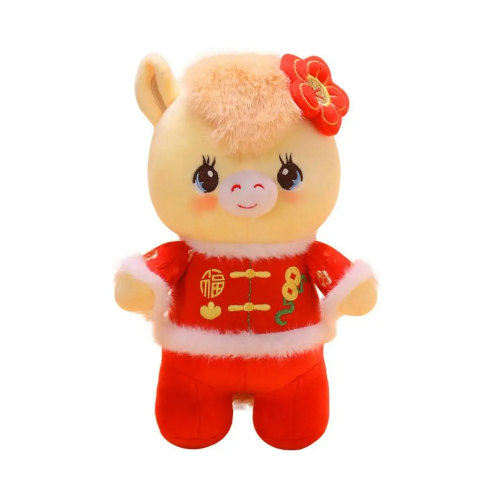 Peluche de caballo del zodiaco chino rojo con traje Tang - imagen 2