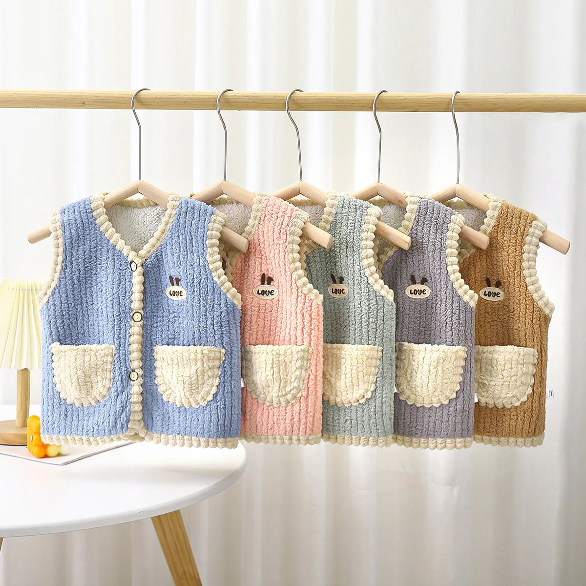 Chaleco de terciopelo abombado infantil - Abrigo de invierno calido