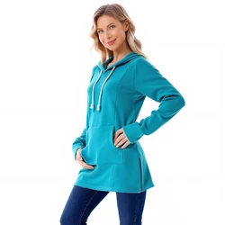 Sudadera premamá con capucha cálida de algodón cómoda para embarazo