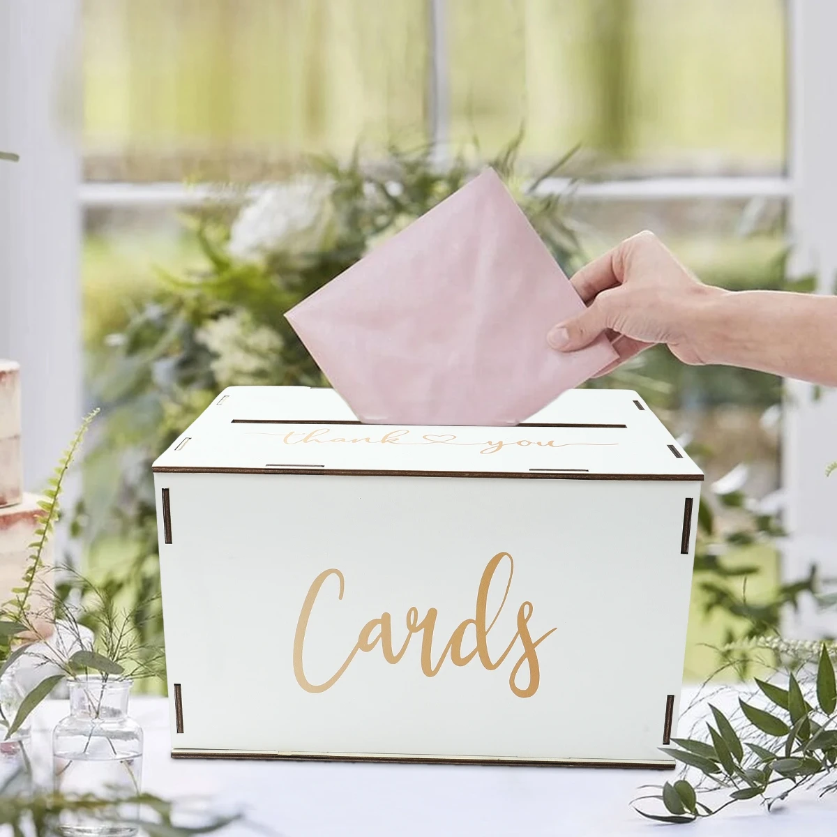 Caja madera para tarjetas regalo boda con cierre seguro lujoso - imagen 2