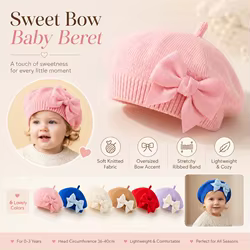 Gorro de bebé niña de punto cálido con lazo para invierno y suave
