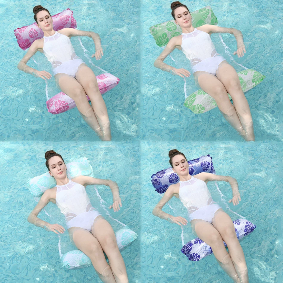 Hamaca flotante inflable a rayas diagonales para natación en PVC - imagen 5