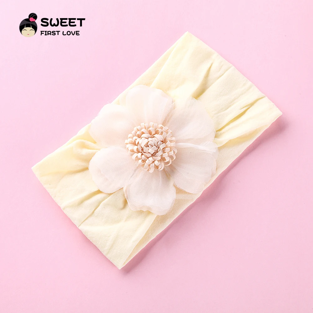 Diadema de gasa floral con elástico princesa para recién nacidos - imagen 5