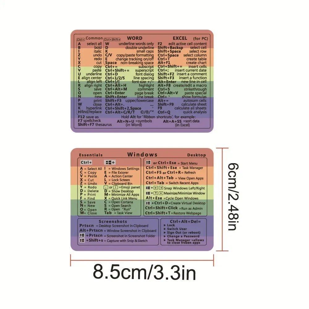 Pegatinas de atajos para teclado portátil – Guía impermeable