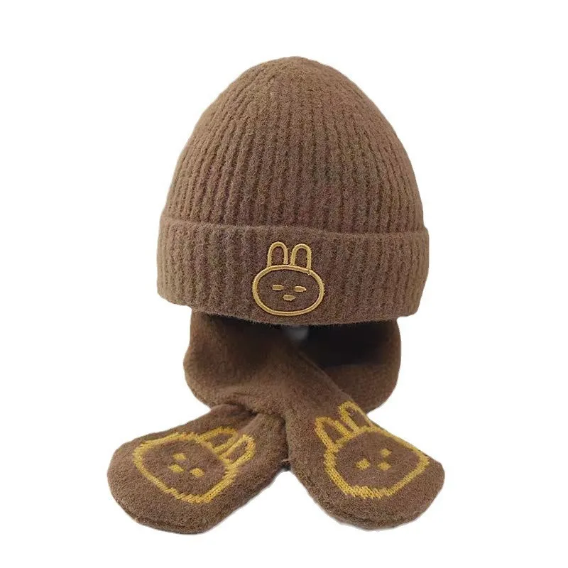 Conjunto de gorro y bufanda para bebé invierno estilo conejito