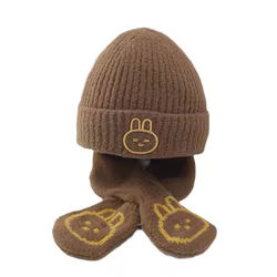Conjunto de gorro y bufanda para bebé invierno estilo conejito