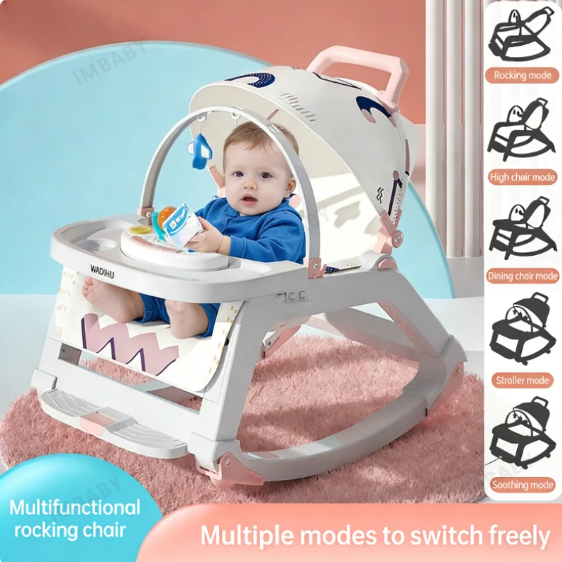 Silla mecedora bebé multifuncional ajustable para comer con música - imagen 4