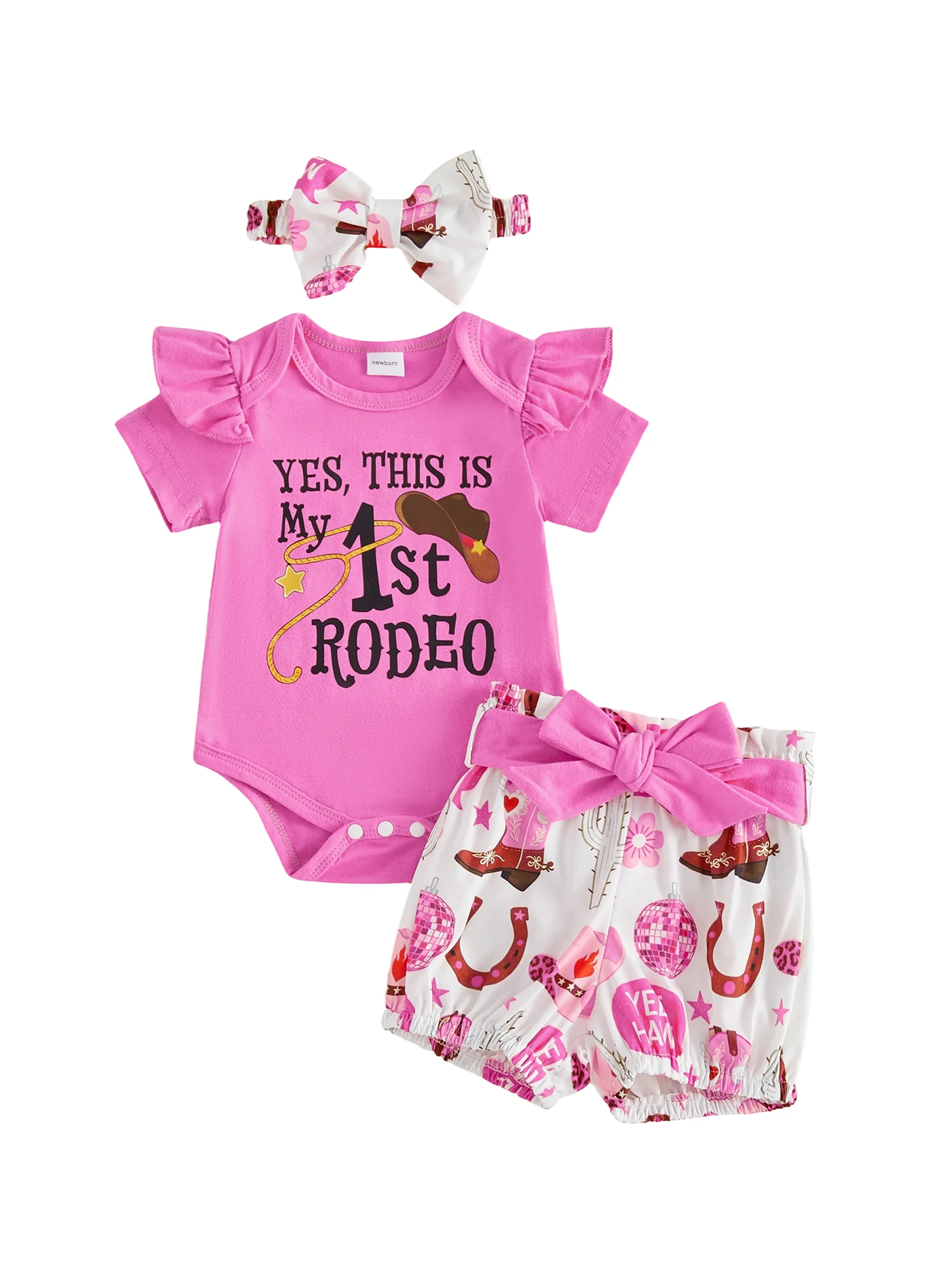 Conjunto de verano bebé niña con estampado de vaca
