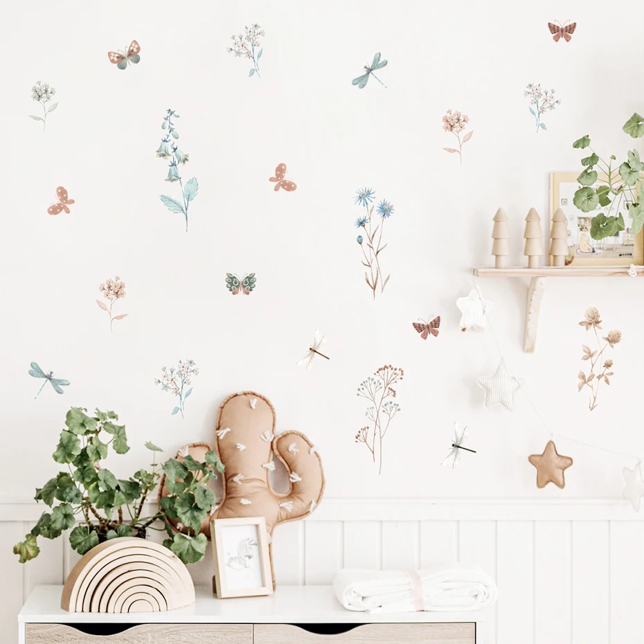 Pegatinas de pared removibles de libélula estilo boho acuarela - imagen 5