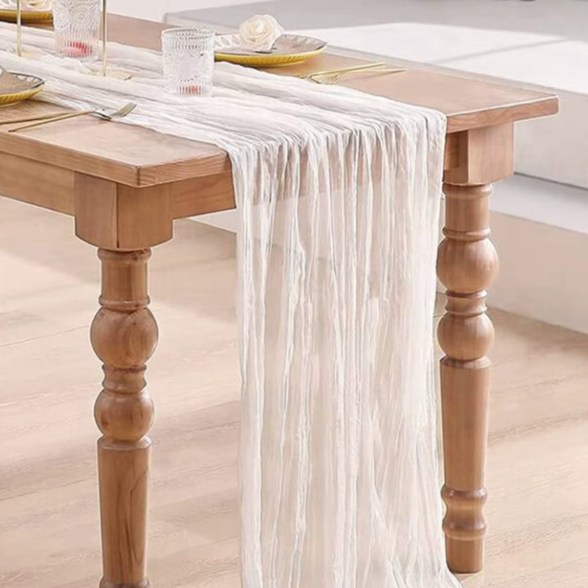 Camino de mesa gasa semitransparente - Decoración boho vintage - imagen 3