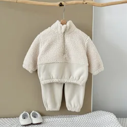 Conjunto de chándal de lana para niños pequeños, térmico