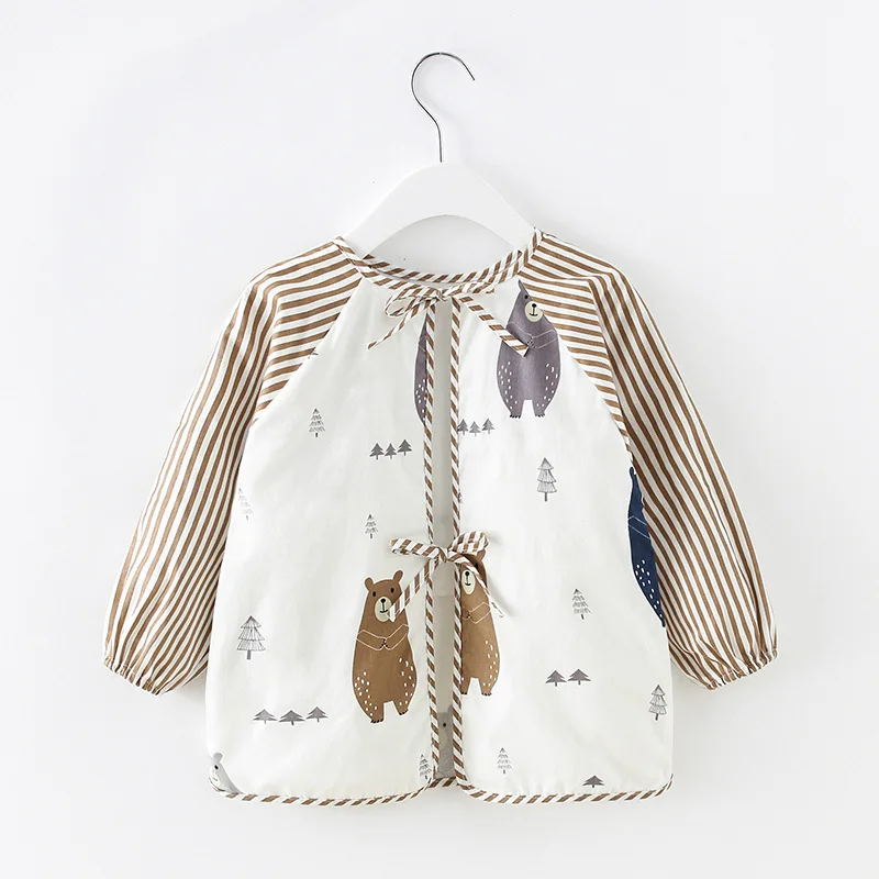 Babero impermeable de algodón para bebé con manga larga y delantal - imagen 2